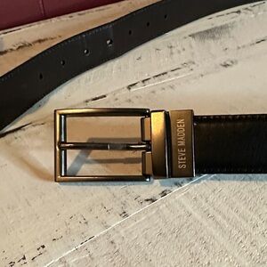Steve Madden Black and Brown Leather Belt